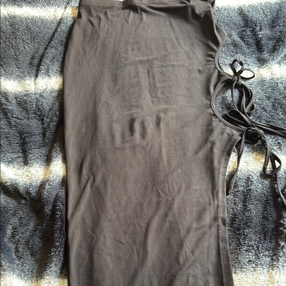 Elegant Black Women's Skirt With ties and two cut outs on the side